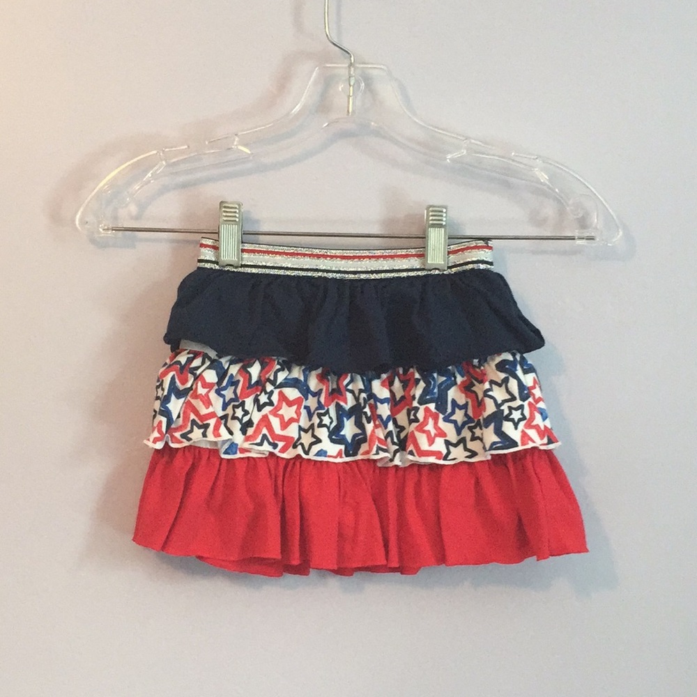 Girls red white and blue patriotic skirt with shorts size 3T